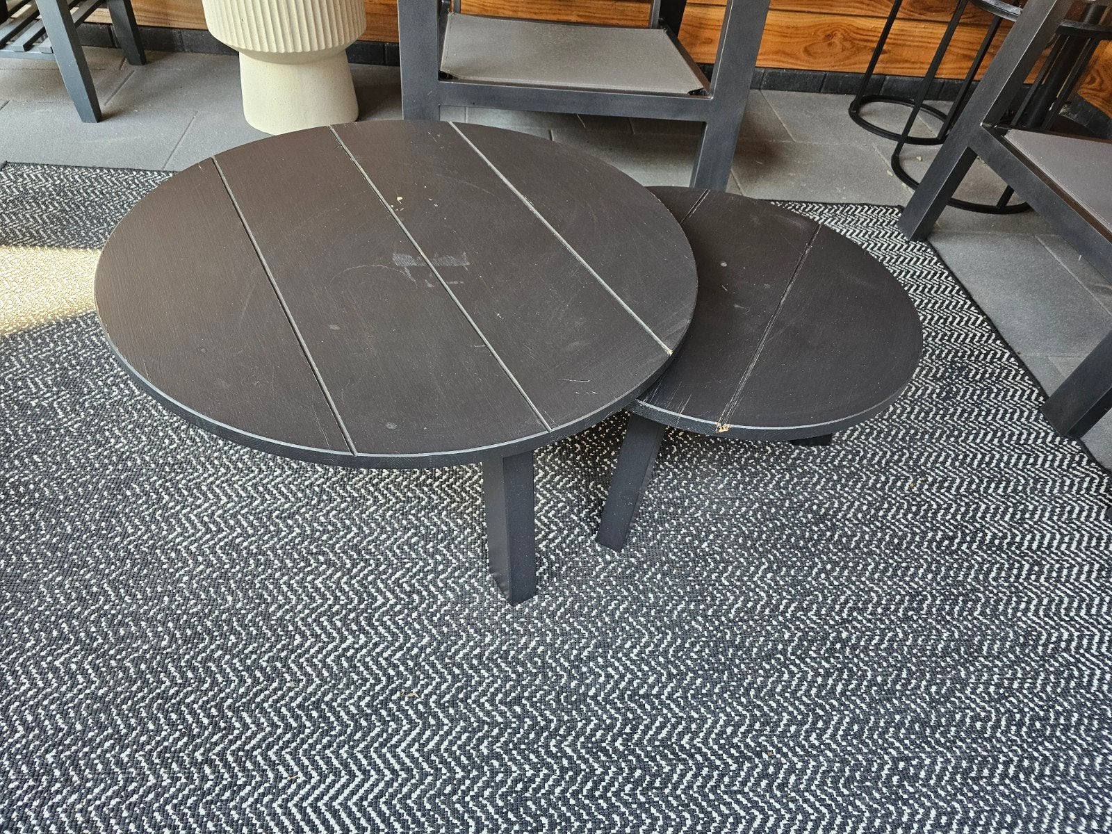 Woood Grenen Salontafels - Set van 2, Minder dan 45 cm, Gebruikt, Rond, Ophalen of Verzenden