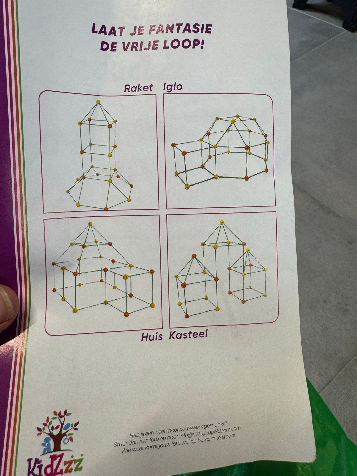 Kidzzz Bouwset: tent stokken fort bouwpakket, Kinderen en Baby's, Ophalen, Gebruikt, Overige merken