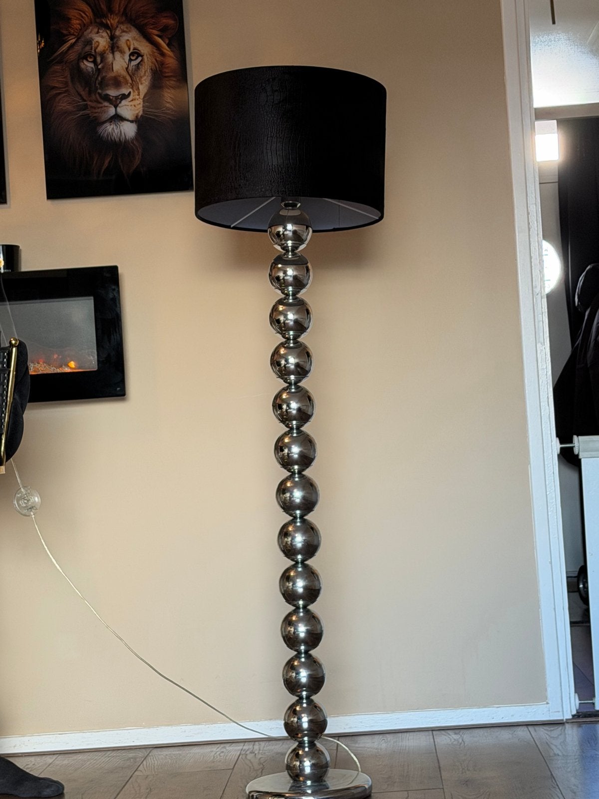 Vloerlamp Eric Kuster Stijl - Chroom met Zwarte Kap, Huis en Inrichting, Ophalen, Gebruikt, E27 (groot), Metaal
