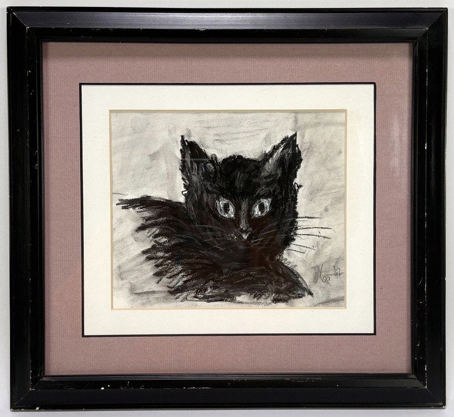 175. Houtskooltekening van een kat, 1997, Ophalen