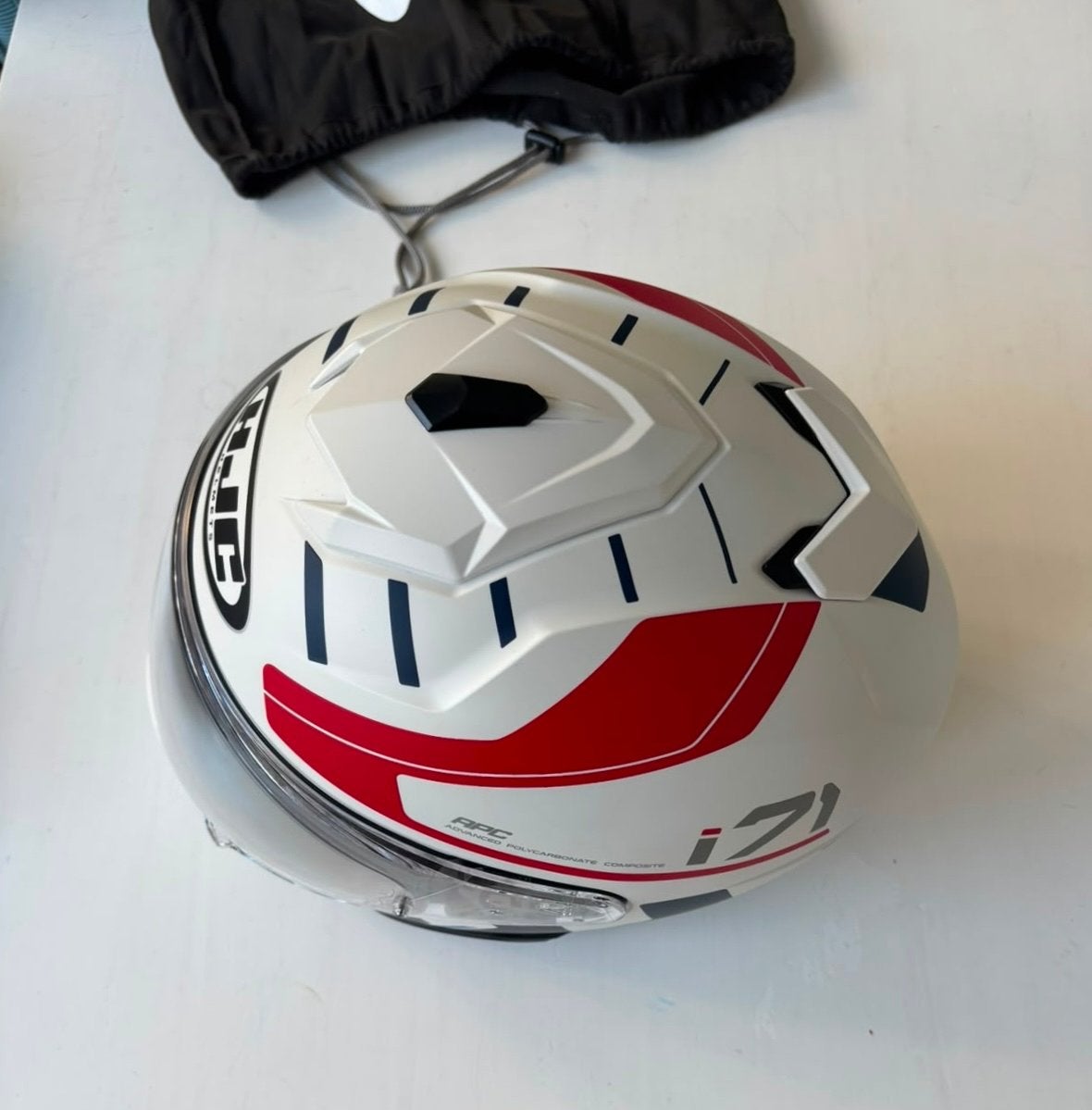 HJC Integraalhelm Wit Rood Blauw Maat M - Nieuwstaat, M, HJC, Ophalen of Verzenden, Nieuw zonder kaartje