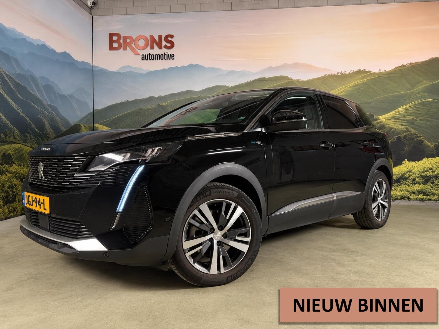 Peugeot 3008 1.6 HYbrid 225 Allure, Auto's, Euro 6, Leder en Stof, Zwart, Plug-in hybride
