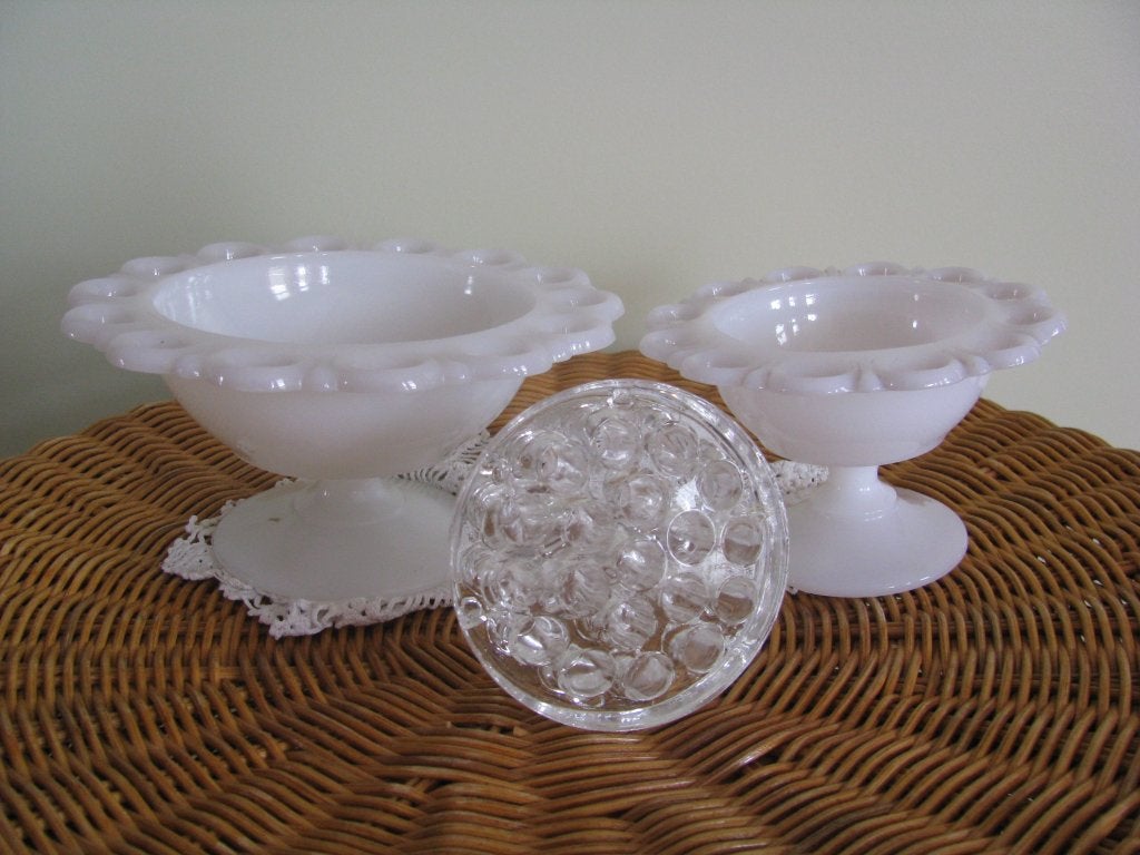 2 x opaline schaal + 1 x steker * voor decoratie # bloemen, Ophalen of Verzenden