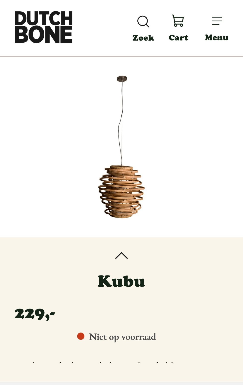 Dutch Bone lamp Kubu, Ophalen of Verzenden, Zo goed als nieuw