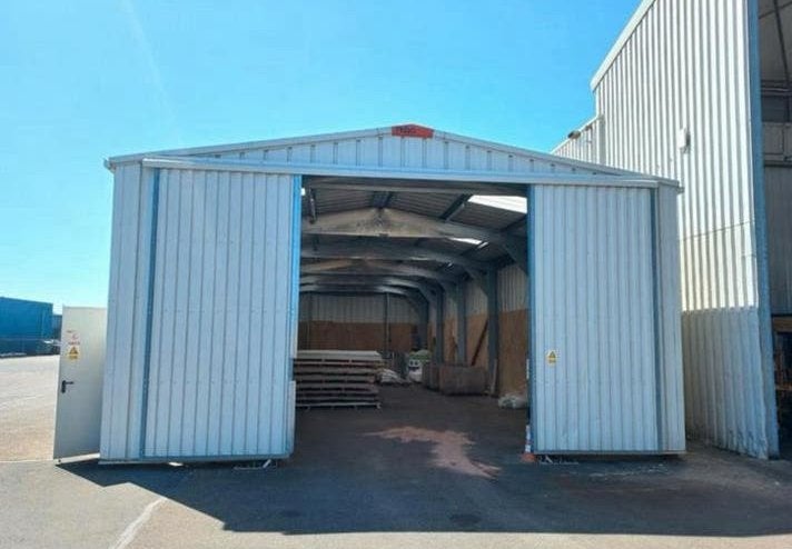 Frisomat loods/schuur staalconstructie 8x21m gedemonteerd, Ophalen, Gebruikt