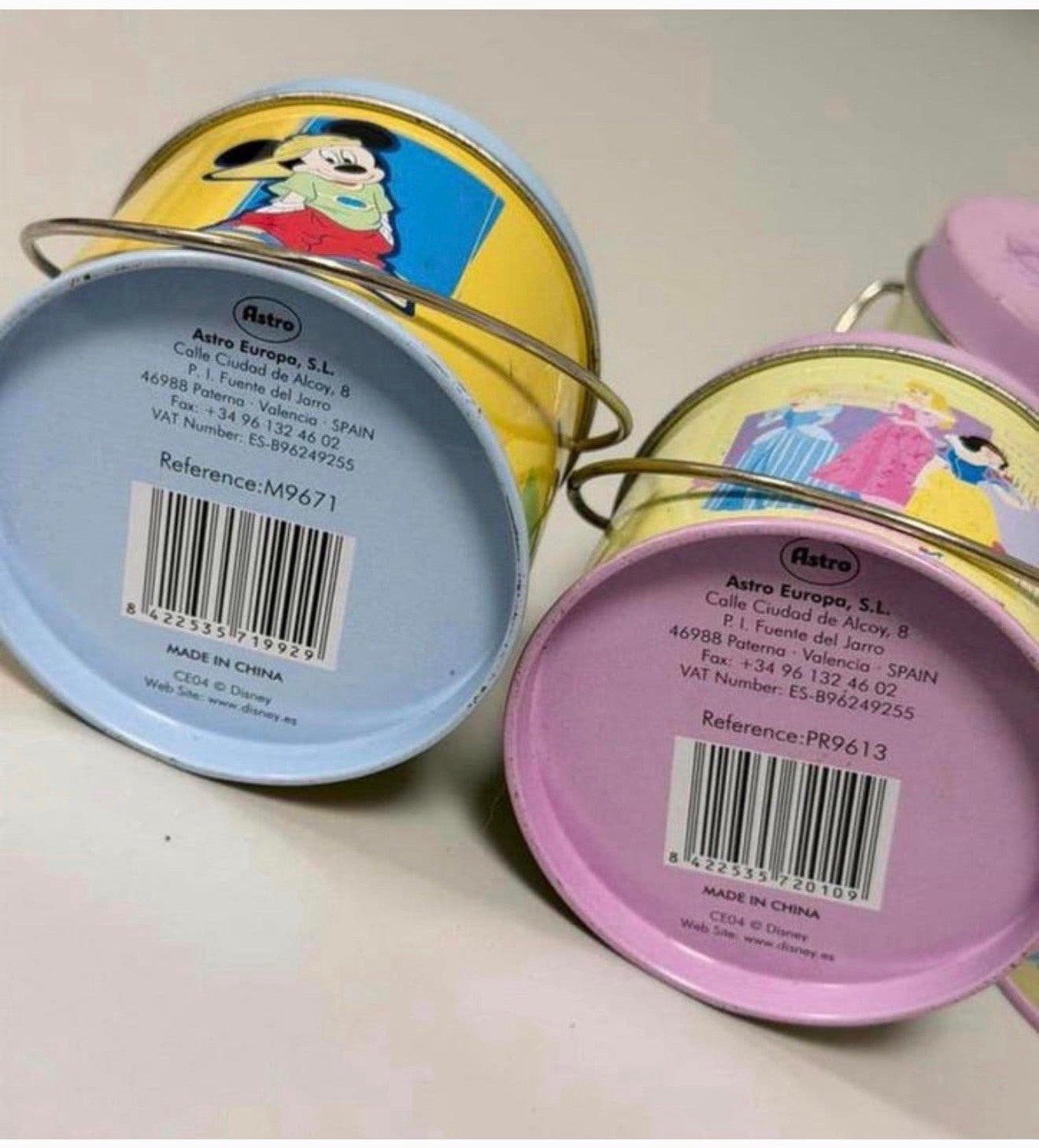 Vintage Disney Spaarpot Set Metaal – 4 Stuks Mickey Princess, Verzamelen, Strip- of Tekenfilmfiguur, P, P, P