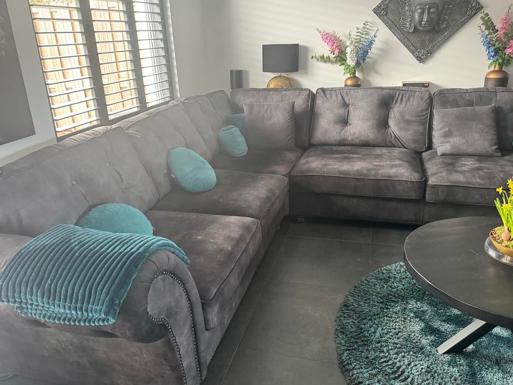 Grote hoek bank Urban Sofa incl hocker, Gebruikt, 100 tot 125 cm, Hoekbank, 300 cm of meer