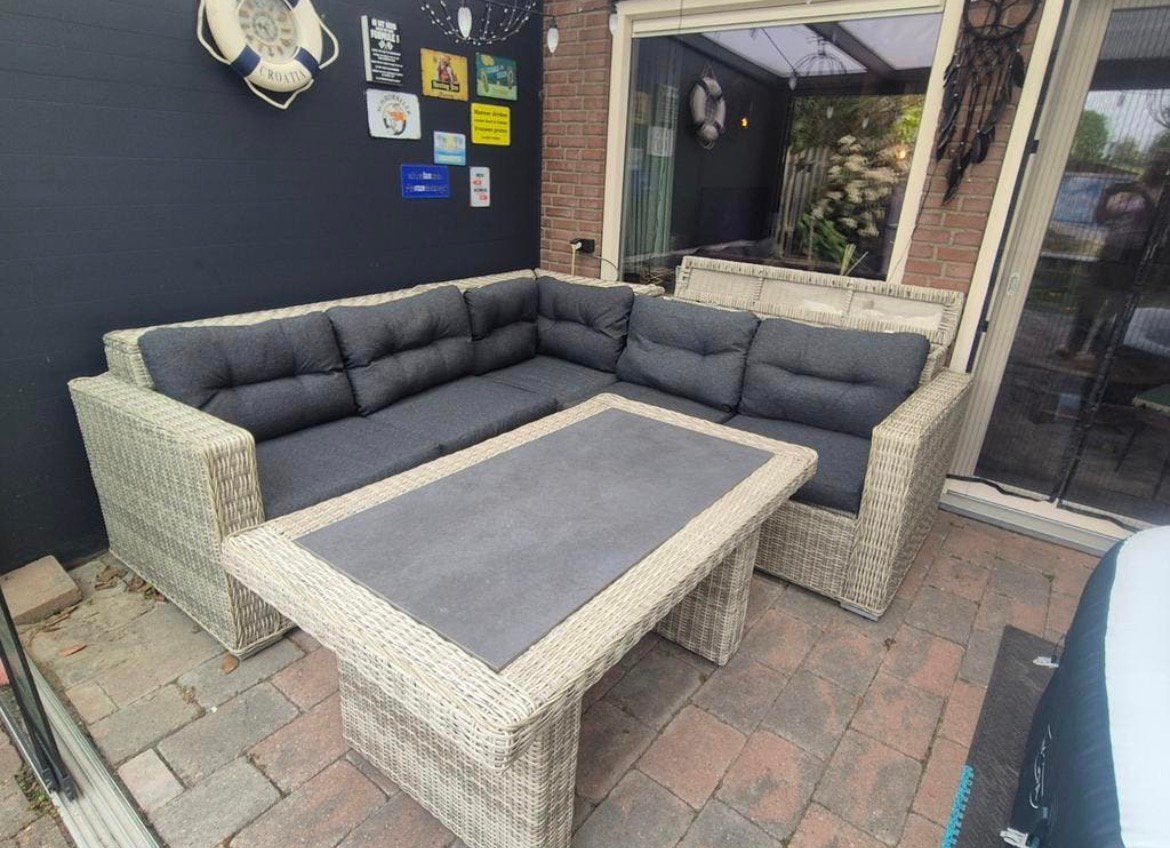 Loungeset , Diningset met opbergruimte voor de kussens, Tuin en Terras, Ophalen, Zo goed als nieuw, Wicker, Stoel