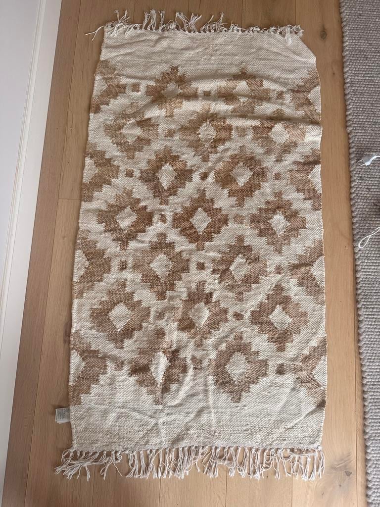 H&M Home Vloerkleed Beige Bruin 80x140 cm, 100 tot 150 cm, Beige, Zo goed als nieuw, Rechthoekig