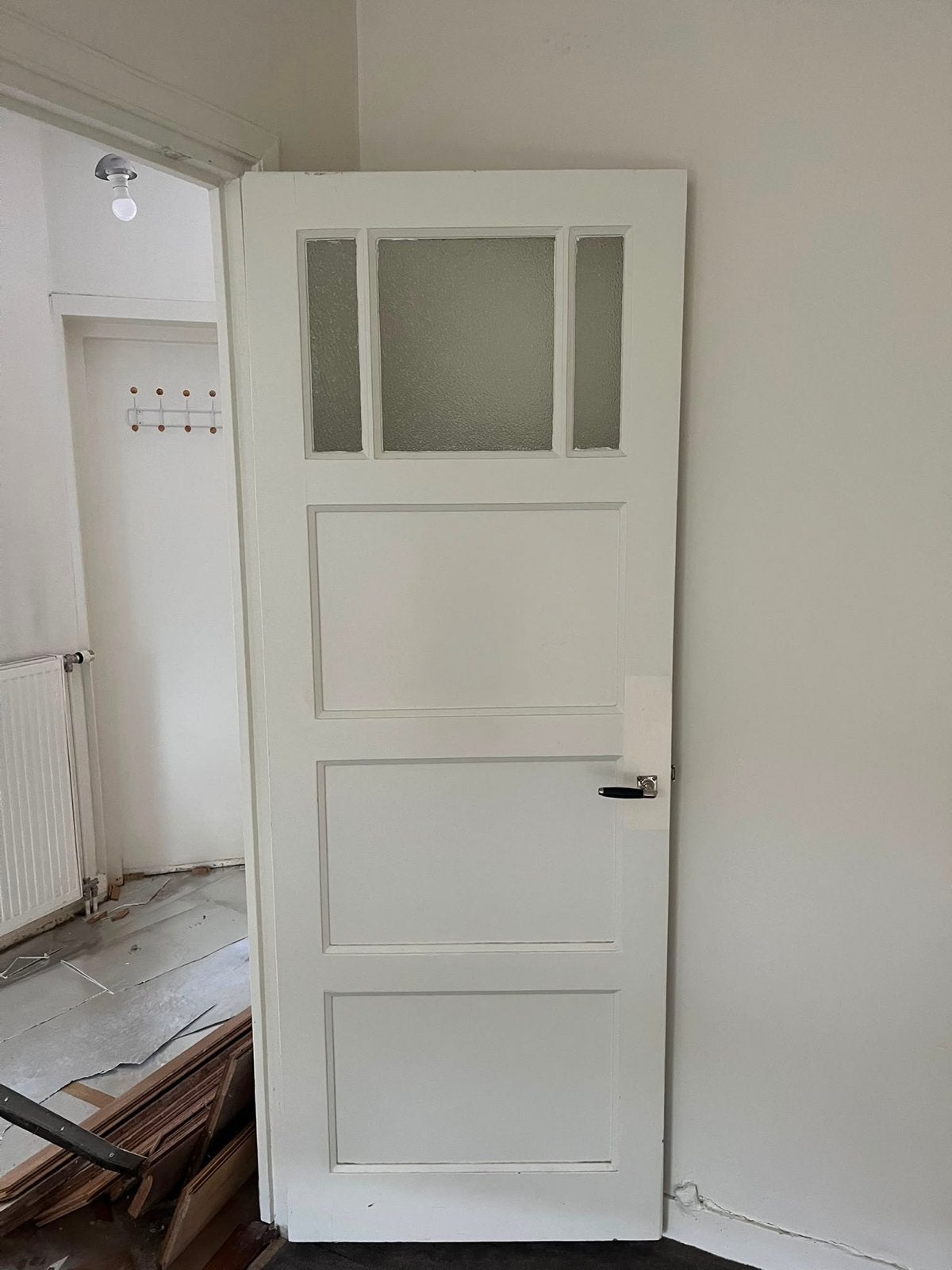 4x Witte binnendeur met glaspanelen, Gebruikt, 80 tot 100 cm, Binnendeur, Ophalen of Verzenden