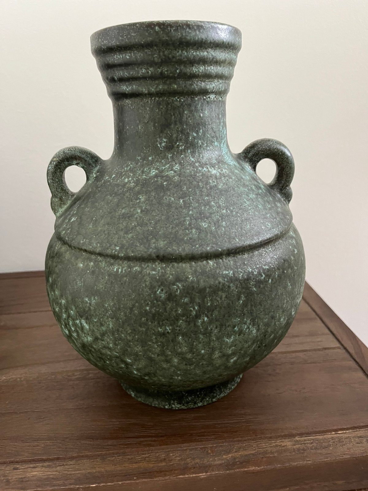 Vintage aardewerk vaas, Ophalen, Zo goed als nieuw, Groen, Overige materialen