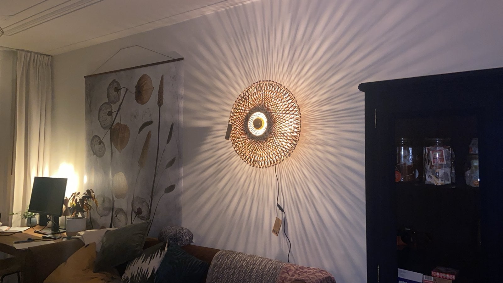 GOOD&MOJO Bali Wandlamp M - ø 60 cm, Bohemian, Overige merken, Beige, E27 (groot)
