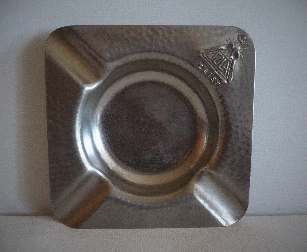 h014-Asbak met logo, staal, Sola Zeist., Verzenden, Nieuw, Asbak