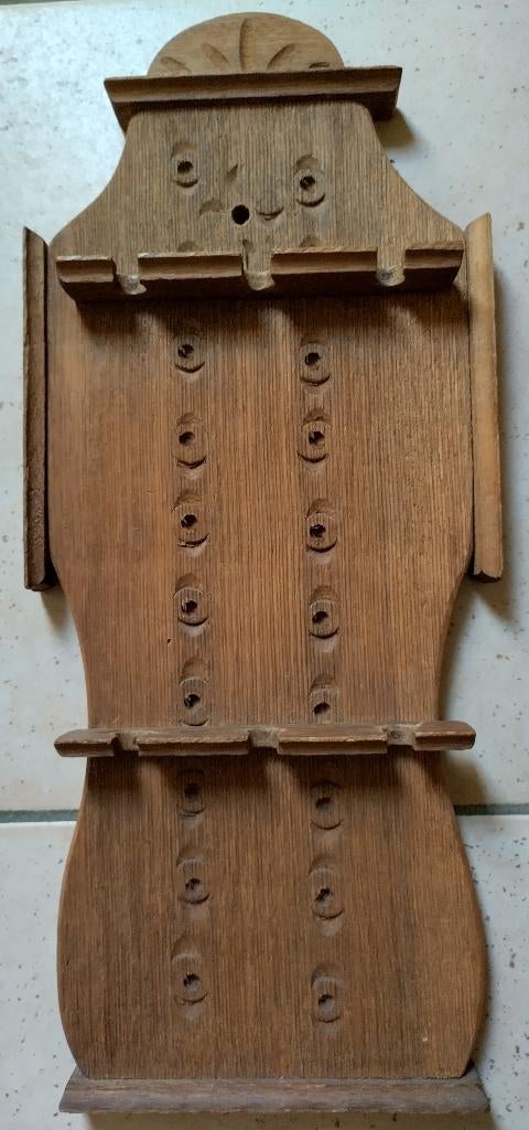 Een houten lepelrek om bijv. tinnen lepels op te hangen, Ophalen of Verzenden, Zo goed als nieuw