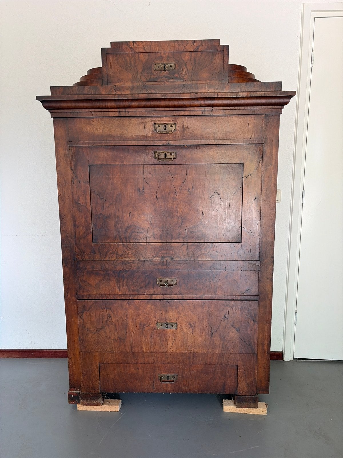 Antiek Biedermeier Secretaire - Notenhout met geheime vak, Antiek en Kunst, Ophalen