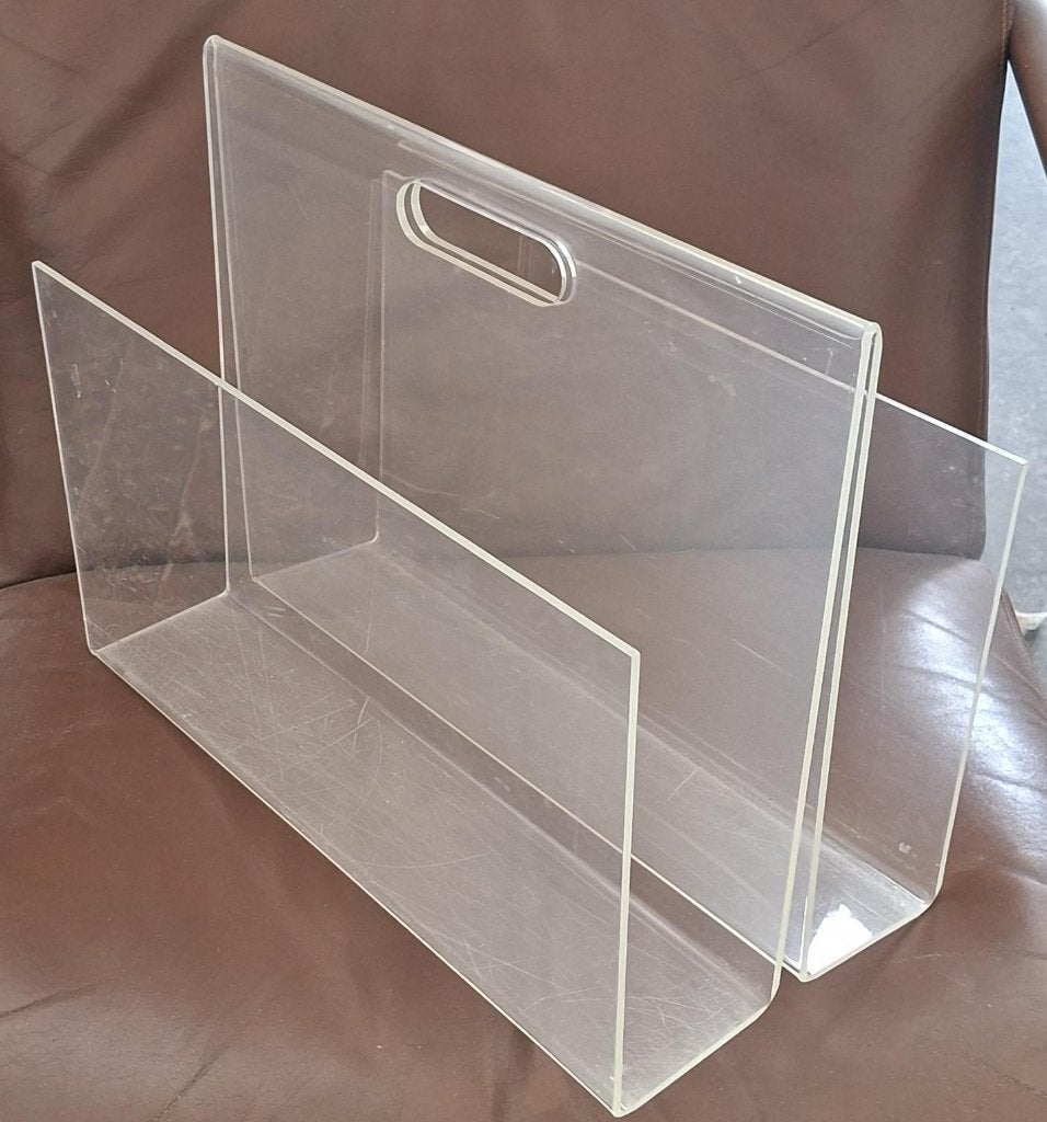 vintage design krantenbak plexiglas acryl jaren 80 retro, Gebruikt, Ophalen of Verzenden, Kunststof, Minimalistisch