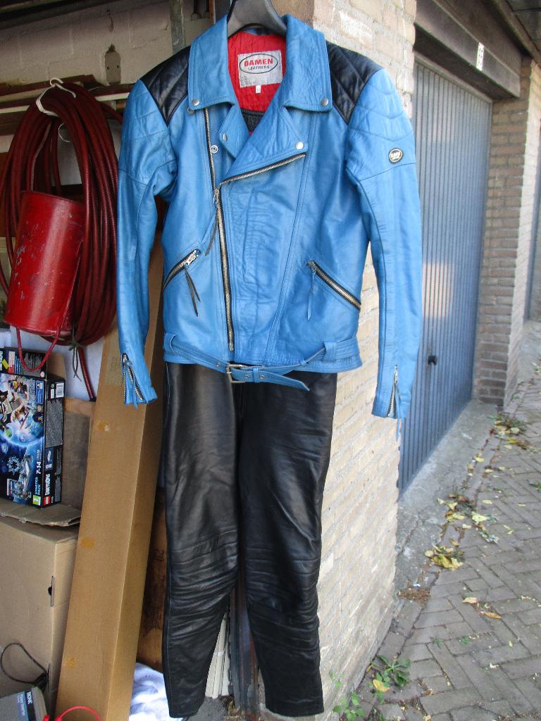 Vintage lederen Damen motorpak jas en broek maat 52, Ophalen of Verzenden, Tweedehands, Combipak