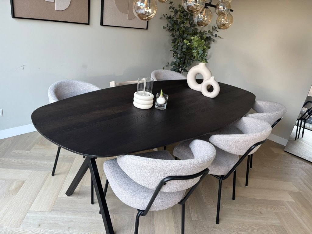 Deens ovale eettafel (Table du sud), Ophalen, 100 tot 150 cm, Eikenhout, 200 cm of meer