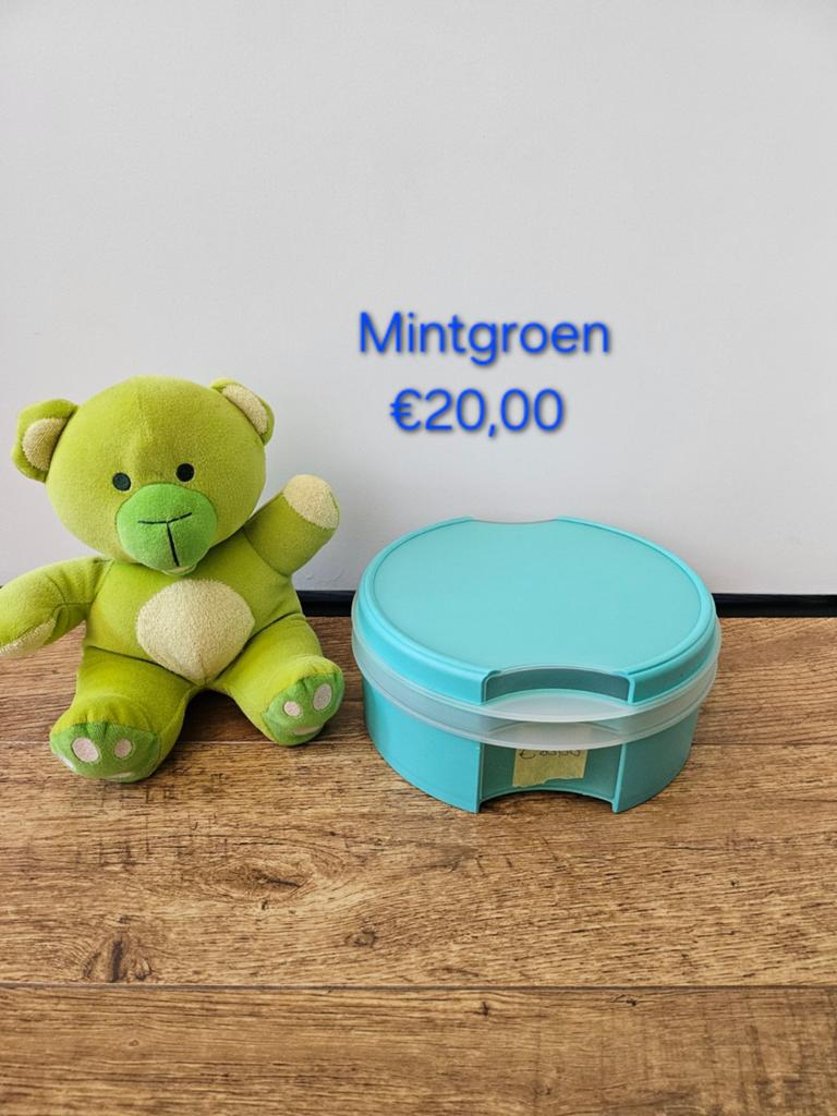 Tupperware mintgroene vensterdoos koektrommel €20, Ophalen of Verzenden, Gebruikt, Groen, Bak of Kom