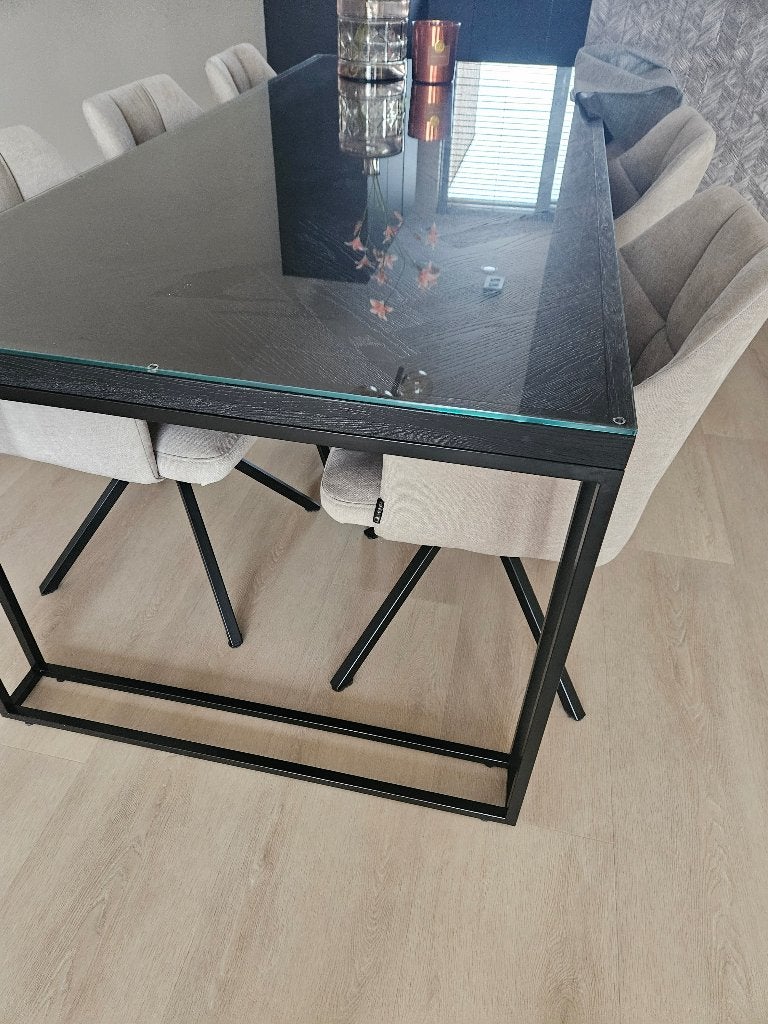 Glasplaat eettafel - GRATIS OPHALEN, Ophalen, Gebruikt, 200 cm of meer, 50 tot 100 cm