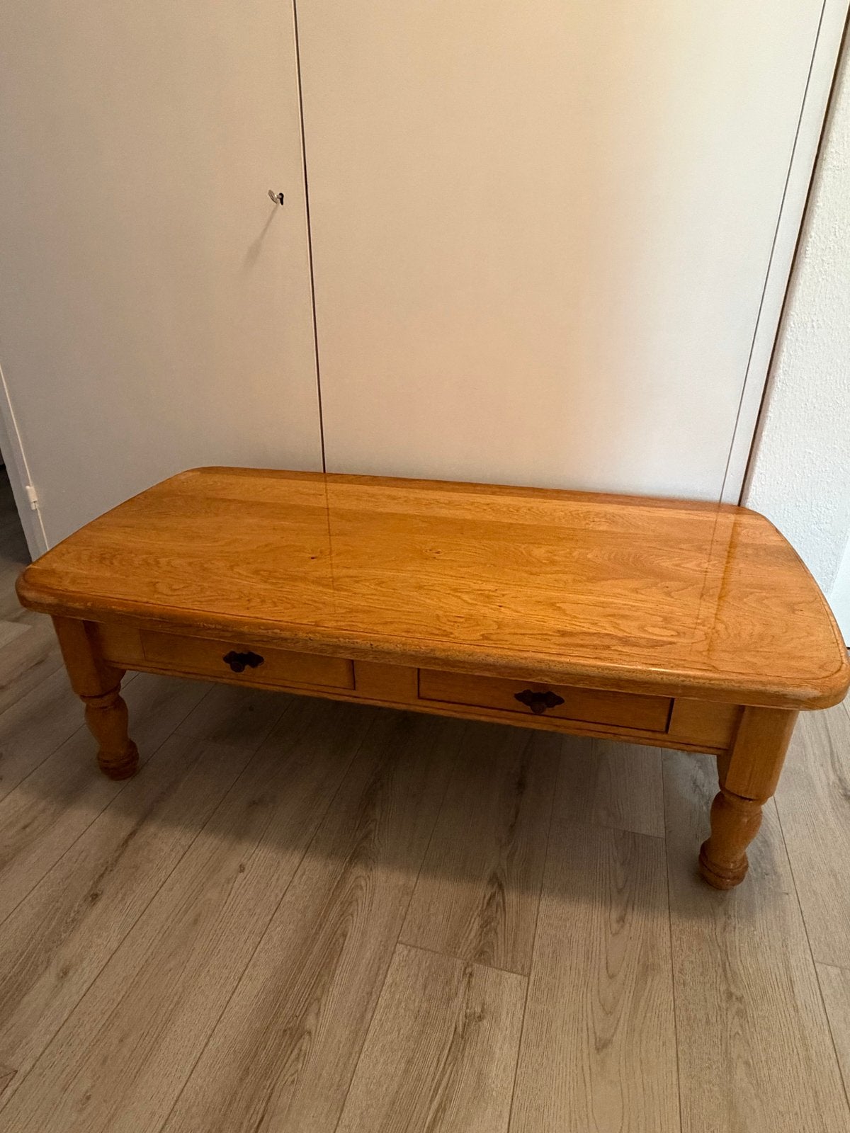 Houten salontafel met lades - 130x66x43 cm, Ophalen, Gebruikt, 100 tot 150 cm, 50 tot 100 cm