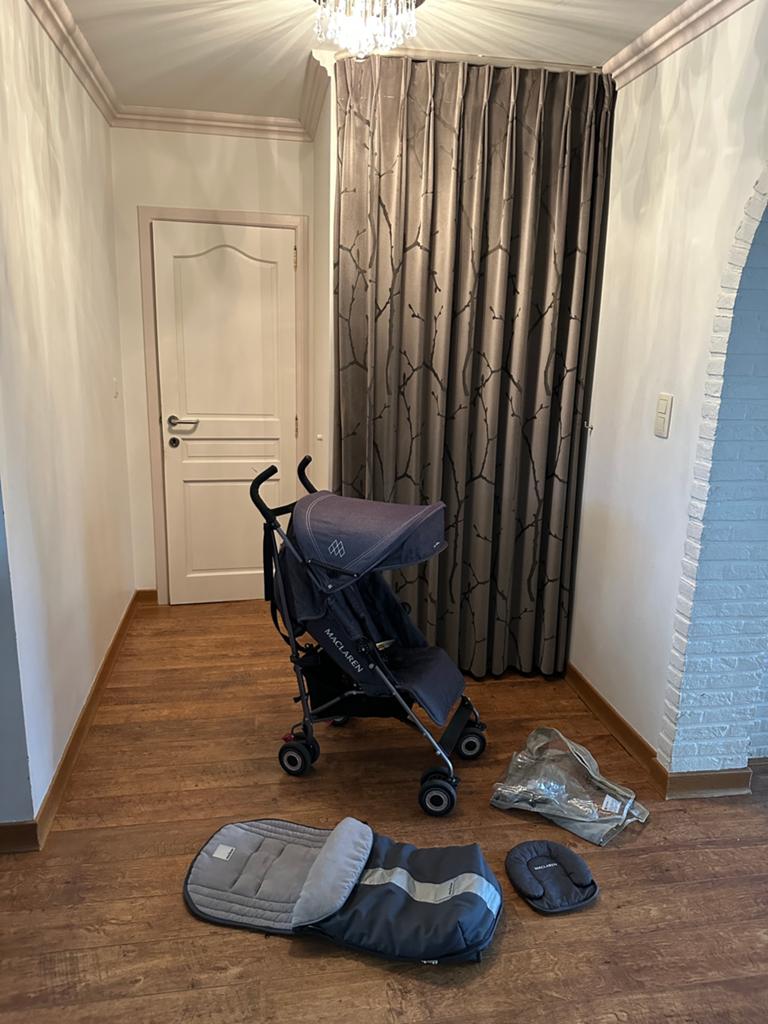 Maclaren Quest lichtgewicht buggy in denim uitvoering, Kinderen en Baby's, Buggy's, Ophalen, Zo goed als nieuw, Maclaren, Zonnekap