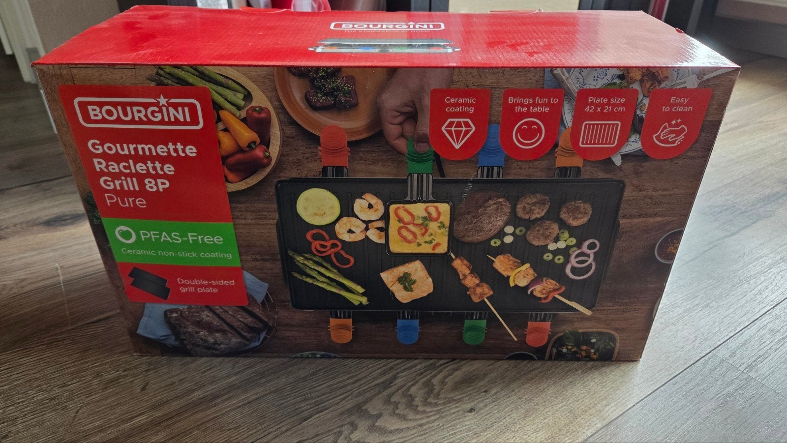 Bourgini Gourmette Raclette Grill 8P Pure - Nieuw in doos, Ophalen, Nieuw, 8 personen of meer