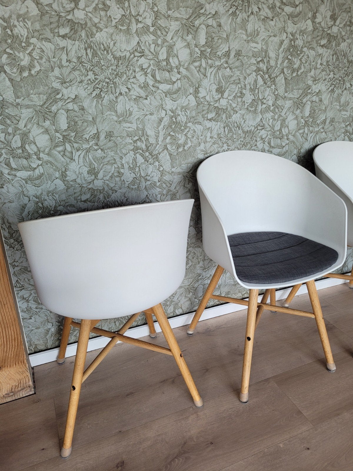 Set van 4 witte eetkamerstoelen, Gebruikt, Modern, Scandinavisch, Wit, Vier