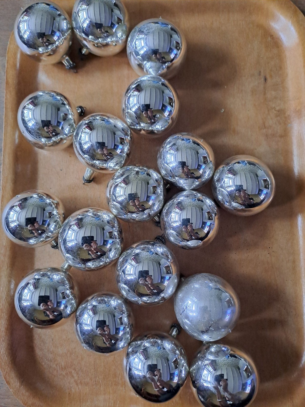 16 oude kerstballen jaren '60, zilverkleurig, Ophalen of Verzenden, Gebruikt