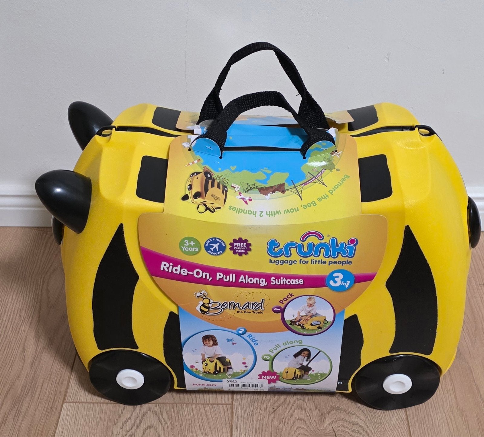 Nieuwe Trunki Ride-On Koffer - Geel (Bernard the Bee), Wieltjes, Hard kunststof, Nieuw, Minder dan 50 cm