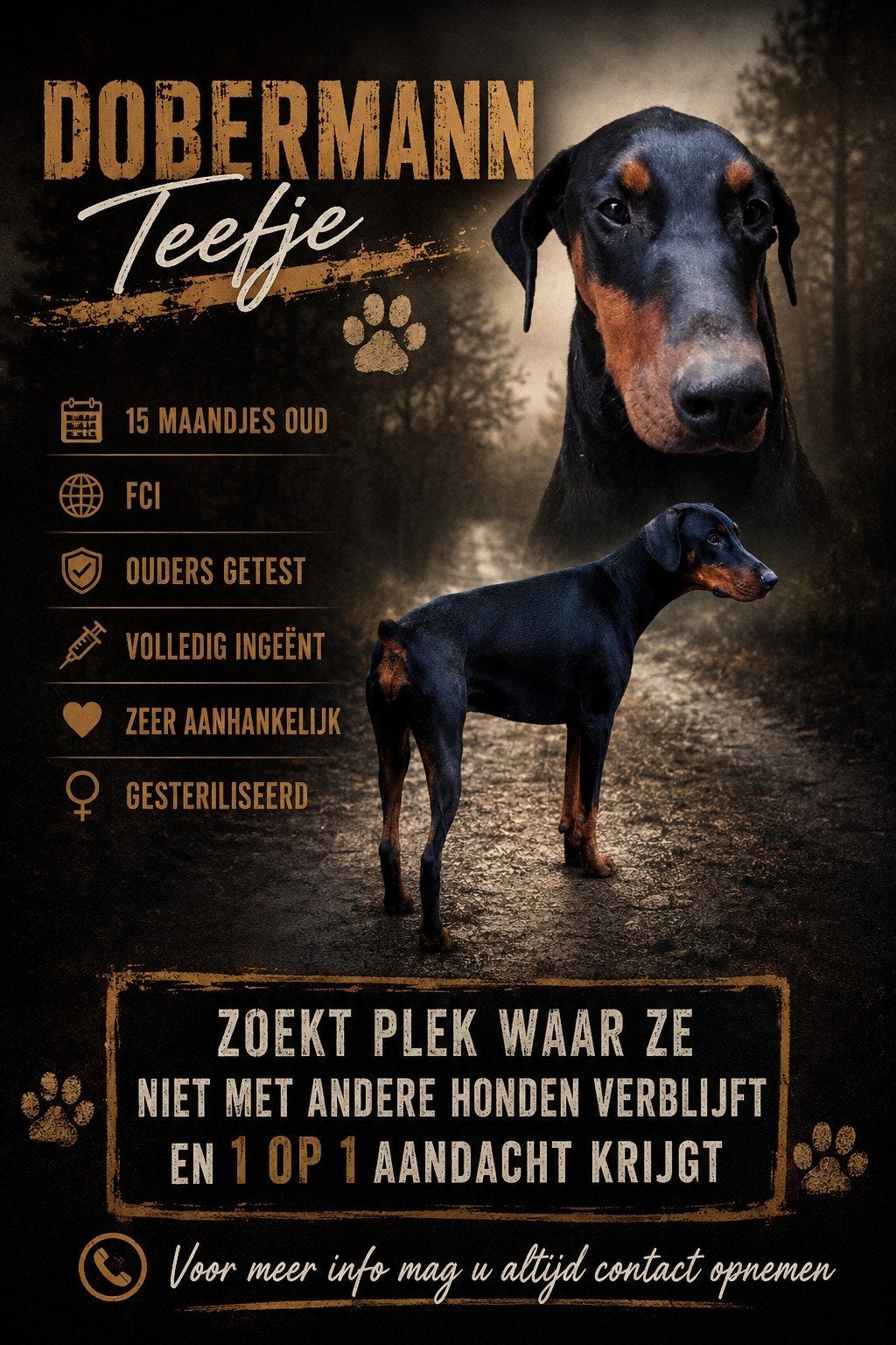 Mooi Dobermann teefjes met FCI stamboom, Particulier, 15 weken tot 1 jaar, Overige rassen, Buitenland