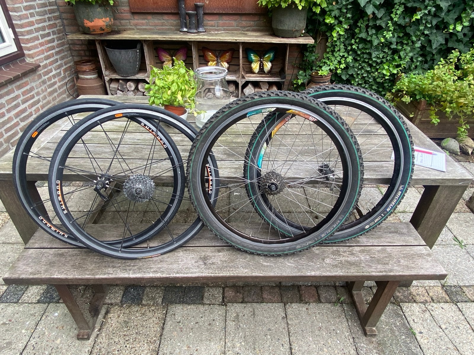 Wielset: Shimano racefietswielen en Rigida MTB-wielen, Gebruikt, Aluminium, Racefiets, Ophalen