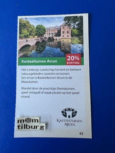 Kasteeltuinen Arcen 20% korting tot 1-7-2027, Drie personen of meer, Kortingsbon, Overige typen