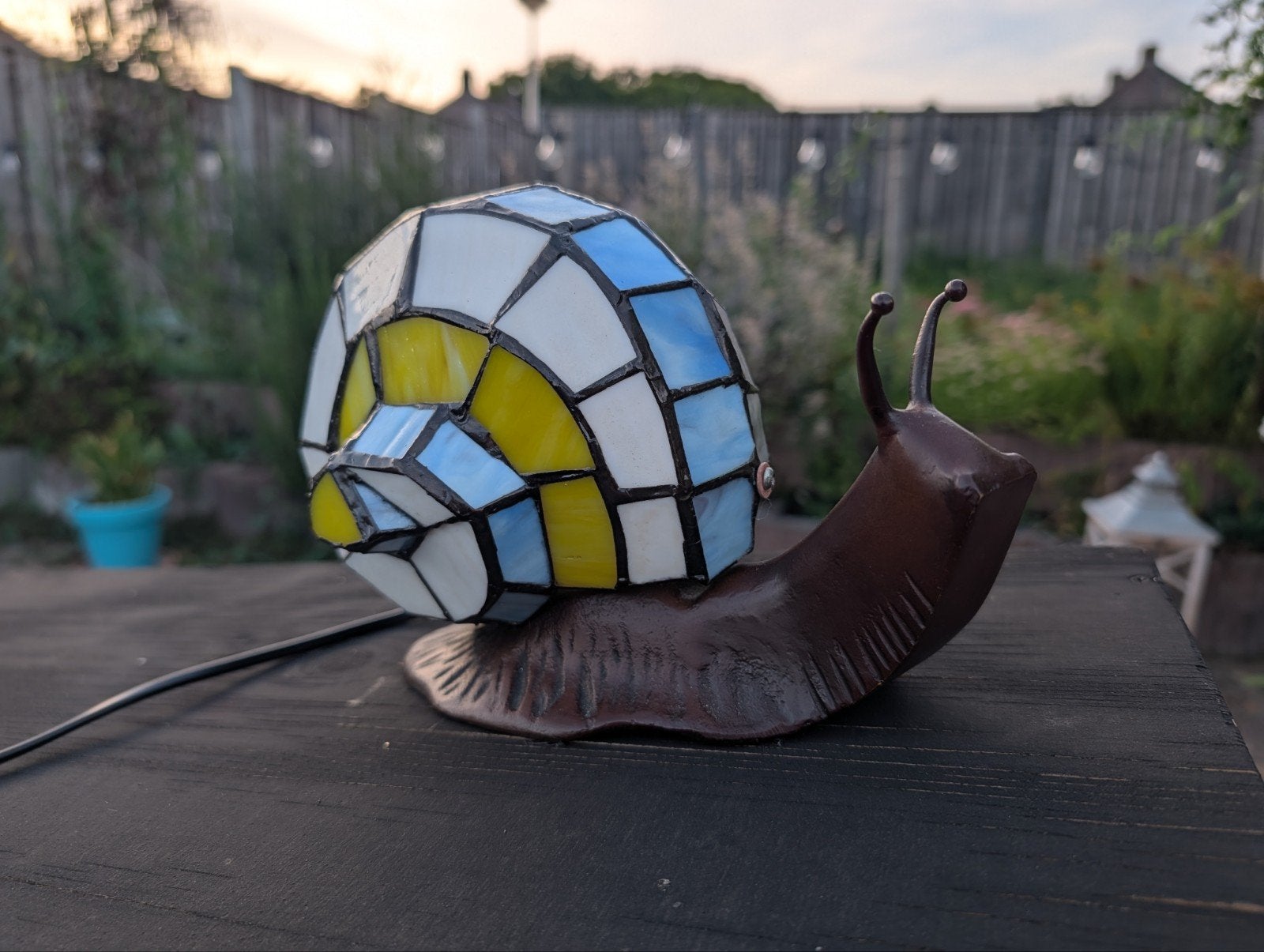 Unieke handgemaakte Tiffany glas en lood slakkenlamp, Ophalen of Verzenden