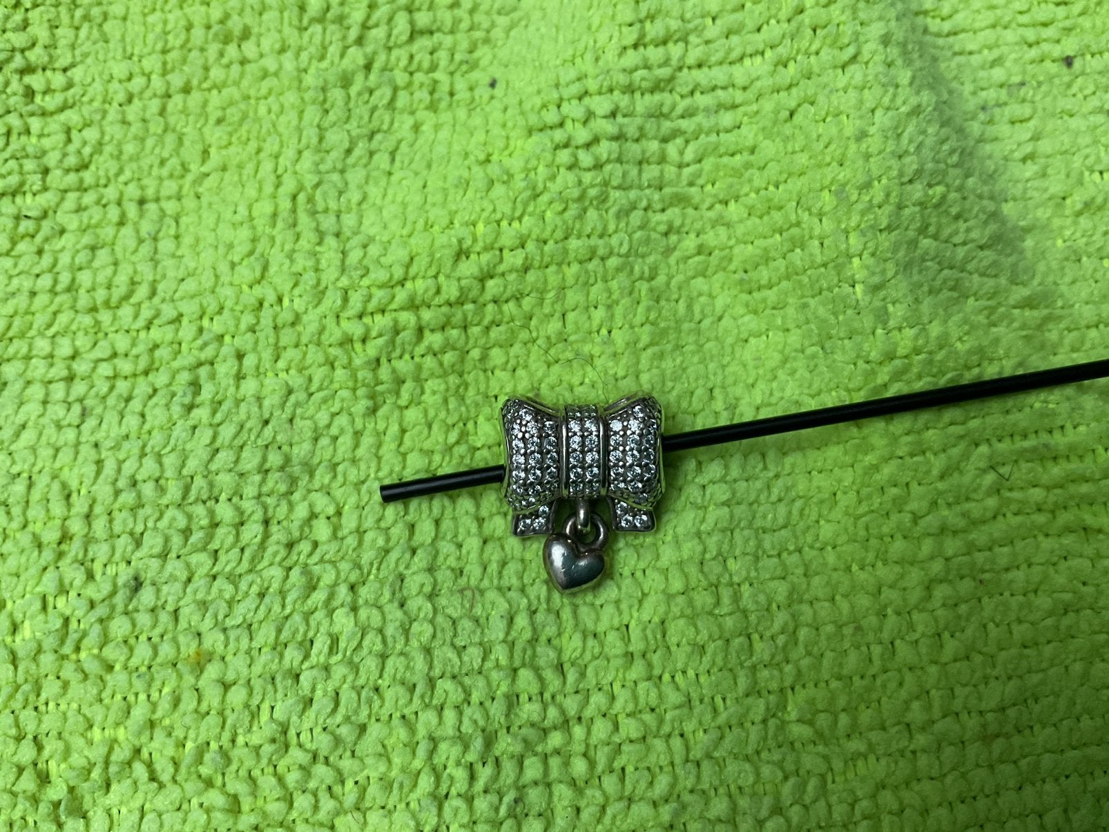 Pandora bedel Hartje met zirkonia, Verzenden, Zo goed als nieuw, Zilver, Pandora