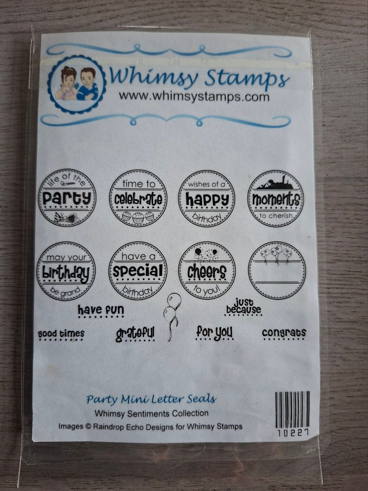 Whimsy Stamps Party Mini Letter Seals Stempels, Ophalen of Verzenden, Gebruikt, EZ-mounted stempel