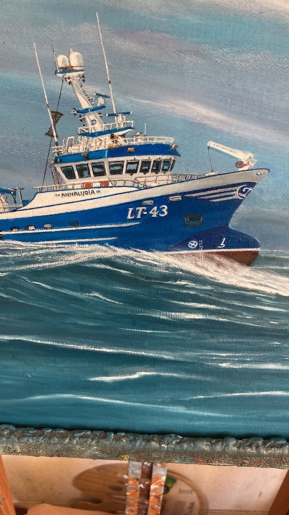 Olieverfschilderij LT 43 Annalijdia, Antiek en Kunst, Kunst | Schilderijen | Klassiek, Ophalen, Maritiem / water, Doek, Olieverf