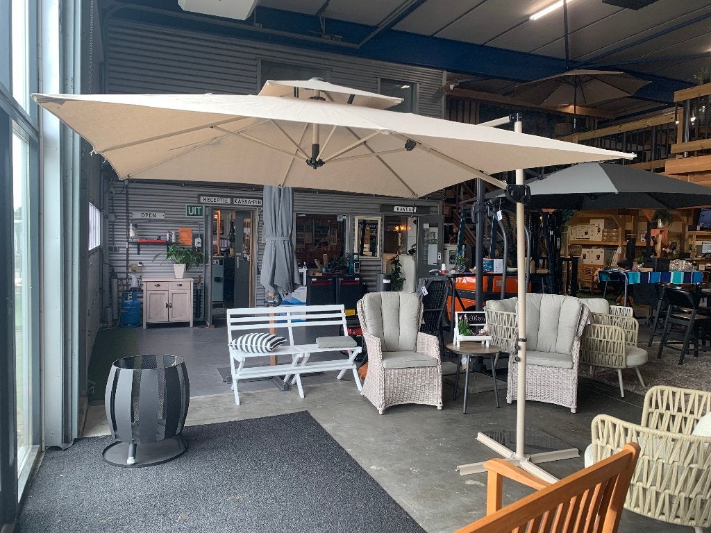Zweefparasol Ecru Vierkant, Tuin en Terras, Ophalen, Nieuw, 2 tot 3 meter, Zweefparasol
