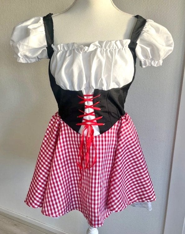 Dirndl Jurk Oktoberfest Rood Zwart - maat M/38, Maat 38/40 (M), PartyXclusive, Ophalen of Verzenden, Kleding