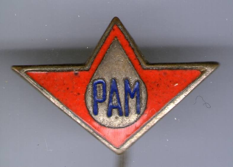 PAM rood email op zilverkl brandst0f speldje ( M_162a), Verzenden, Zo goed als nieuw, Transport, Speldje of Pin