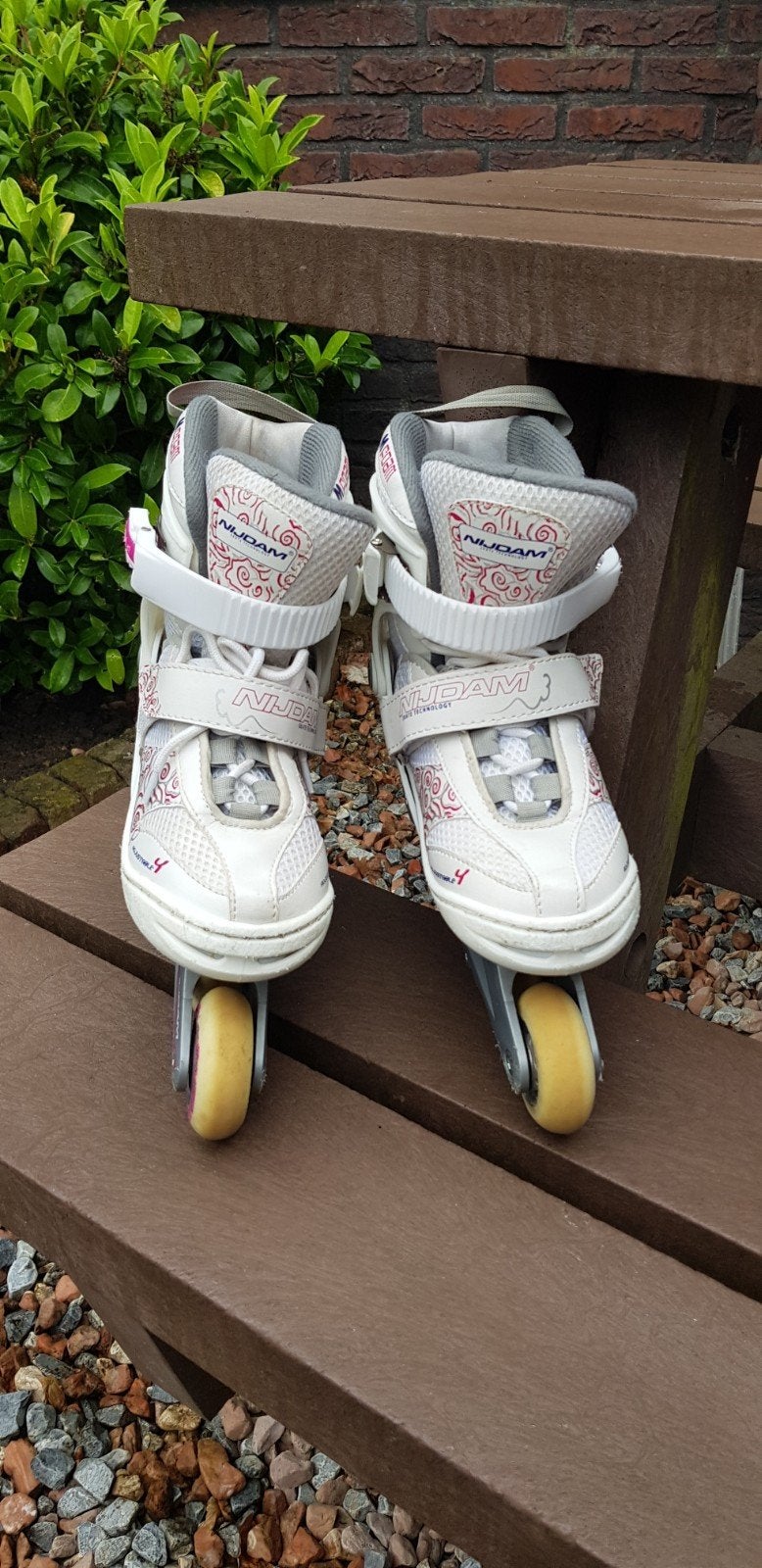 Nijdam verstelbare inline skates mt 34-37 met bescherming, Ophalen of Verzenden, Gebruikt, Kinderen