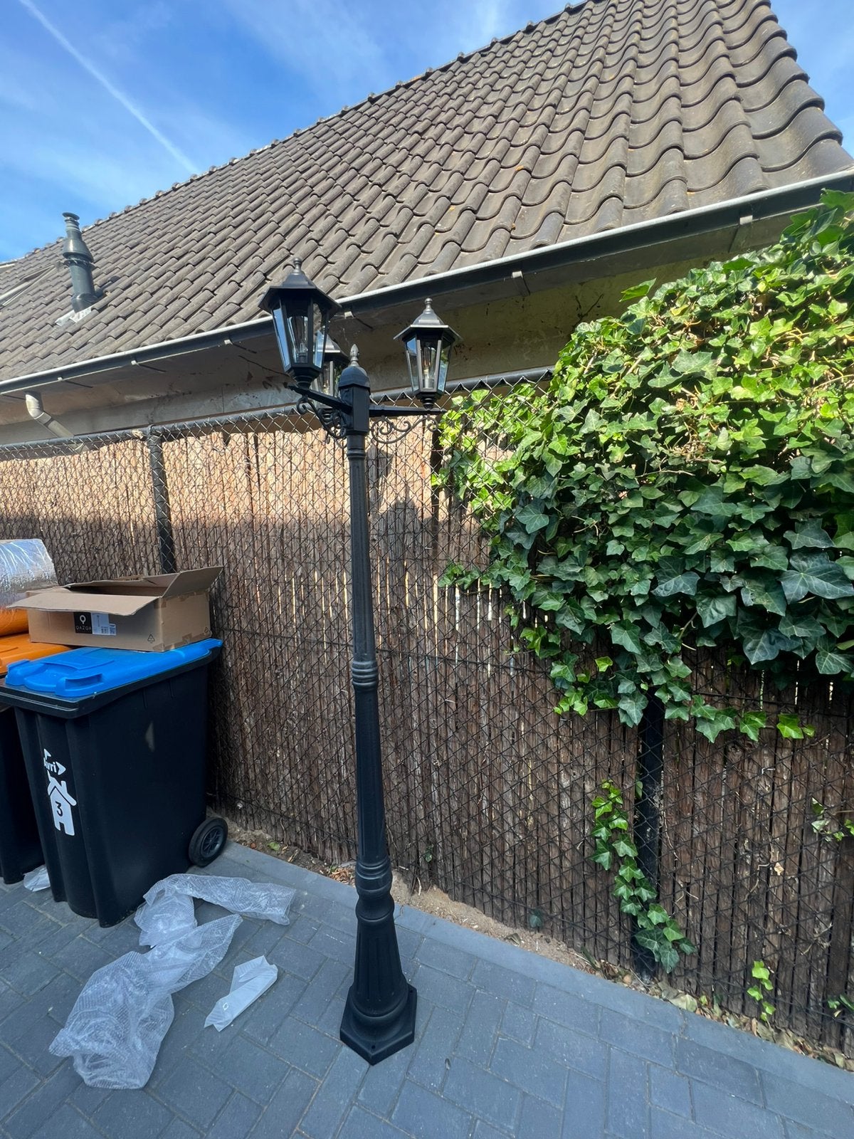 Klassieke tuinlantaarn 3 lamps tuinlantaarnpaal, Ophalen, Minder dan 50 watt, Overige typen, Nieuw
