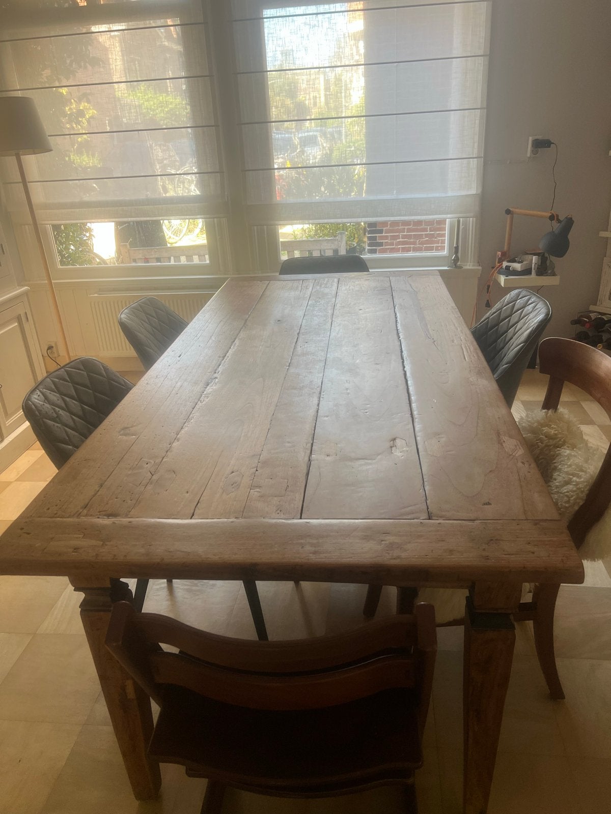 Robuuste teakhouten eettafel, Ophalen, Gebruikt, 50 tot 100 cm, Vijf personen of meer