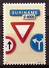 Suriname 1148 postfris Verkeersbord 2002, Ophalen of Verzenden, Postfris