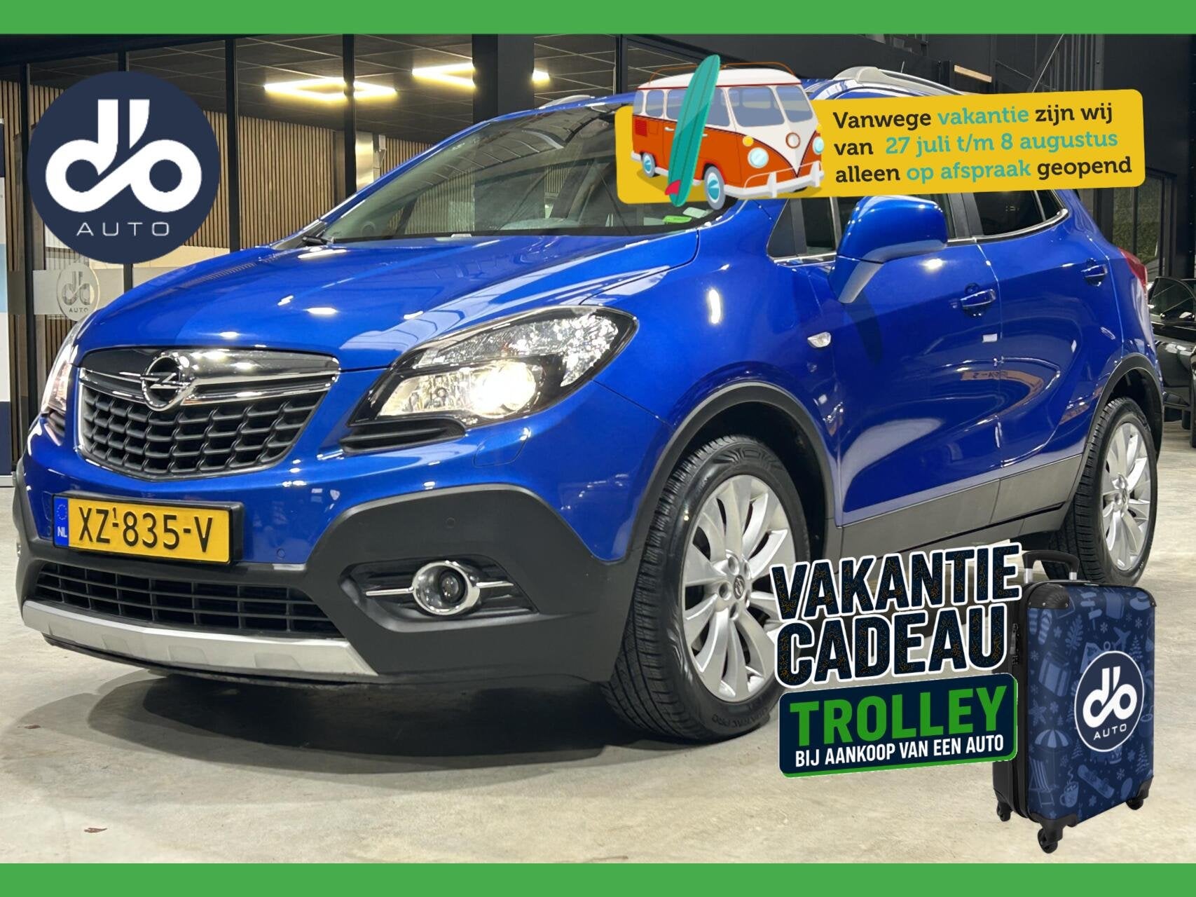 Opel Mokka 1.4 T Cosmo, Auto's, Gebruikt, 4 cilinders, Blauw, Leder en Stof