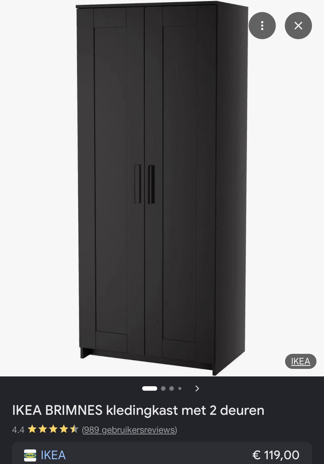 Zwarte kledingkast te koop, Ophalen, Zo goed als nieuw, 50 tot 75 cm, 150 tot 200 cm