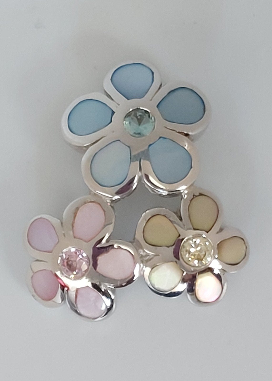 Zilveren kettinghanger parelmoer bloemen 925 zilver, Ophalen of Verzenden, Zilver, Zilver