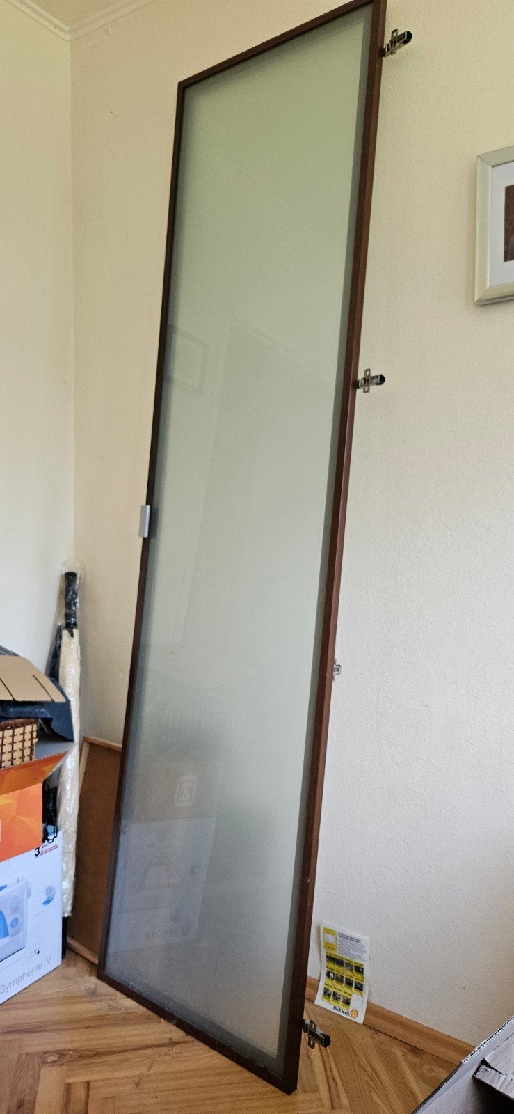 Grote hard glas deur met houten frame, Huis en Inrichting, Woonaccessoires | Spiegels, Ophalen, Rechthoekig, 50 tot 75 cm, 200 cm of meer