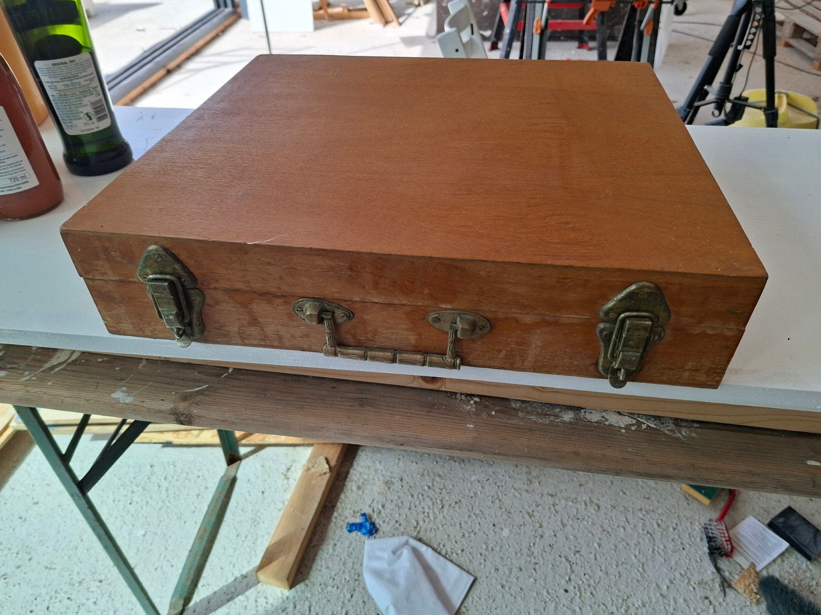 Vintage Bestekset in Houten Koffer - 12 Personen, Antiek en Kunst, Antiek | Bestek, Ophalen of Verzenden