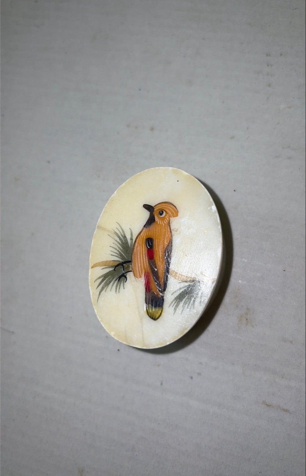 Vintage Ovaal Doosje met Vogeldecoratie, Ophalen of Verzenden